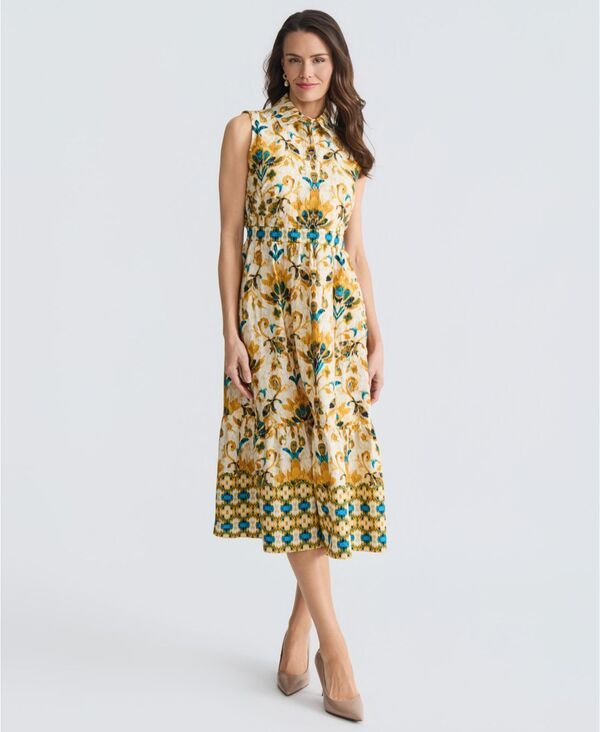 カスパール レディース トップス ワンピース ミディ ノースリーブ Kasper Womensleeveless Colla red Midi Dress Butterscotch Multi マルチ