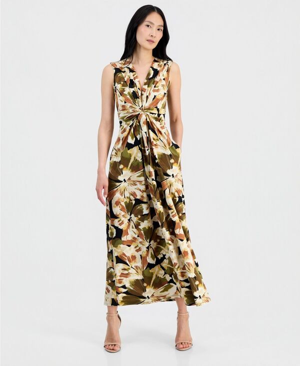 アンクライン レディース トップス ワンピース ノースリーブ マキシ Anne Klein Womens TwistFront Sleeveless Maxi Dress Anne Black Mul