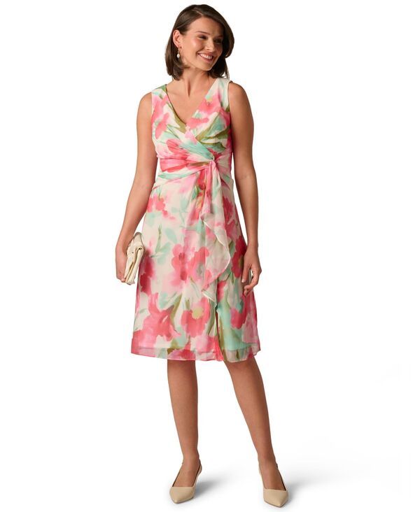アドリアナ パペル レディース トップス ワンピース フラワー柄 プリント ミニ フラワー Adrianna Papell Womens Floral Print Mini Dress CoralGr
