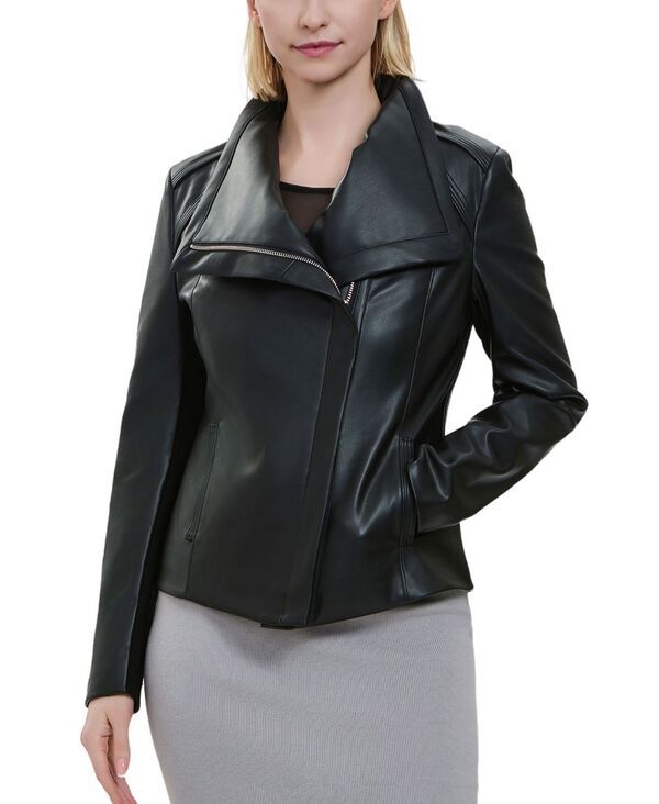 キミアンドカイ レディース アウター ジャケット・ブルゾン レザー フェイクレザー kimi kai Womens Faux Leather Moto Jacket Black ブラック
