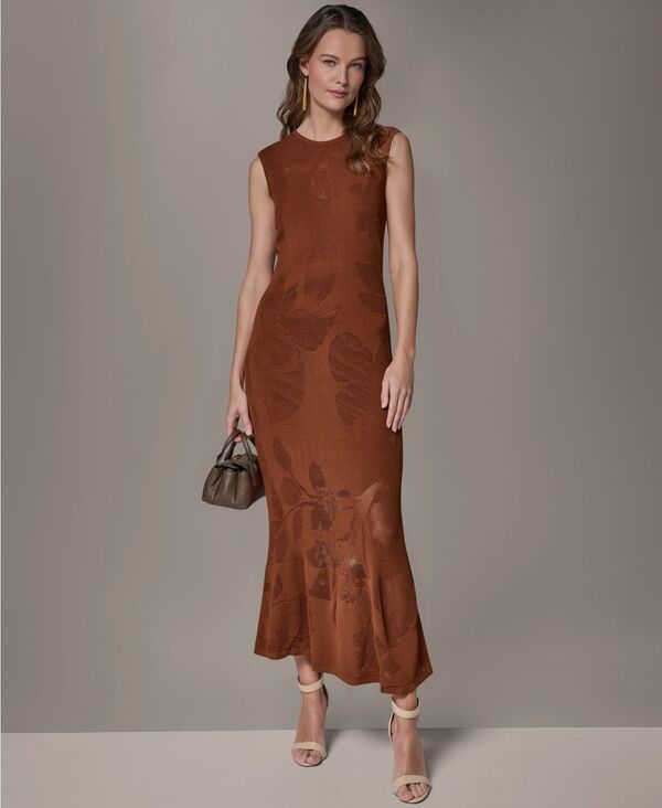 ダナ キャラン ニューヨーク レディース トップス ワンピース クルーネック ミディ Donna Karanew York Womens Crew Neck Midi Dress Cognac