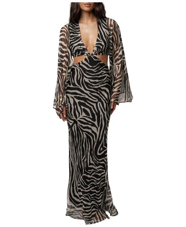 ジェイラックスレーベル レディース トップス ワンピース プリント マキシ JLUXLABEL Womens Instincts Print Maxi Dress Black zebra ブラック