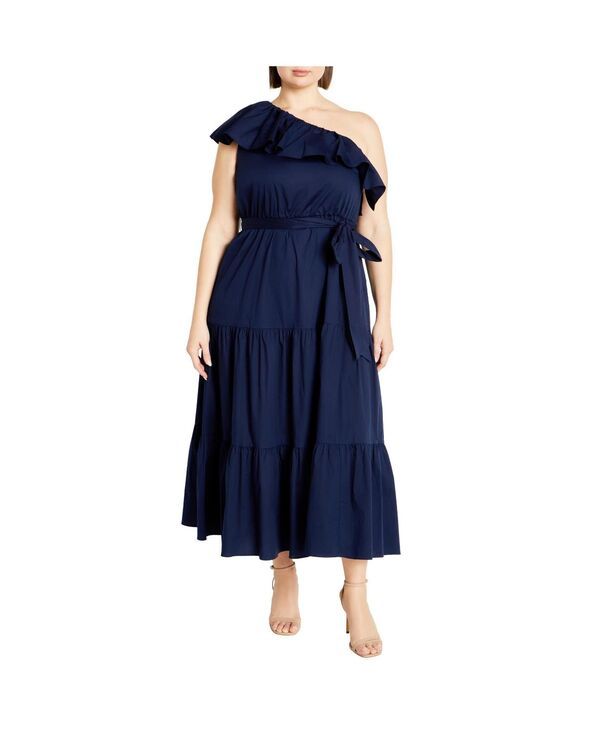 シティーシック レディース トップス ワンピース プラスサイズ CITY CHIC Womens Plusize Farrah Dress Navy ネイビー