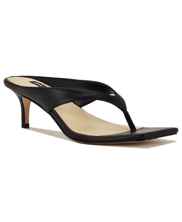 ナインウェスト レディース シューズ サンダル ヒール Nine West Womens Olanna Thong Kitten Heel Dressandals Black ブラック