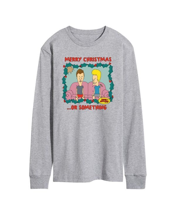 エアウェーブス メンズ トップス Tシャツ フリース AIRWAVES Mens Beavis and Butthead Merry Christmas Long Sleeve Fleece Gray