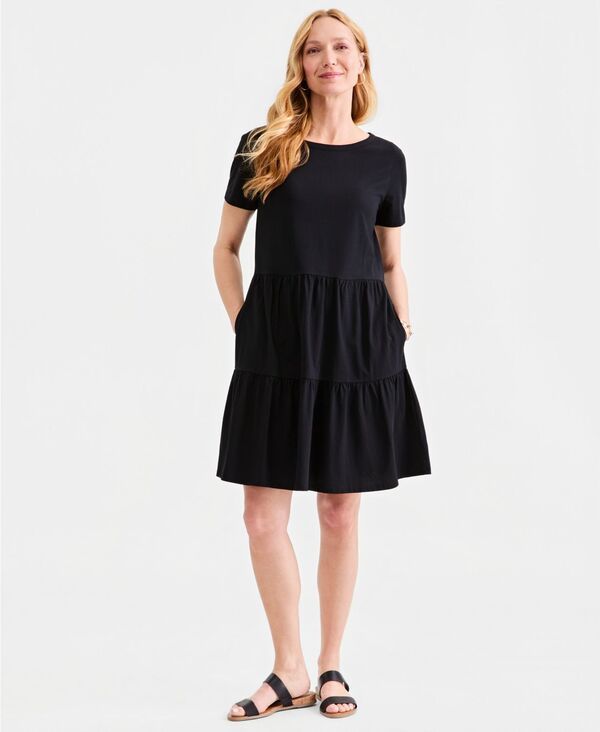 スタイルアンドコー レディース トップス ワンピース ティアード ニット Style Co Womens Knitieredress Deep Black ブラック 9,344円