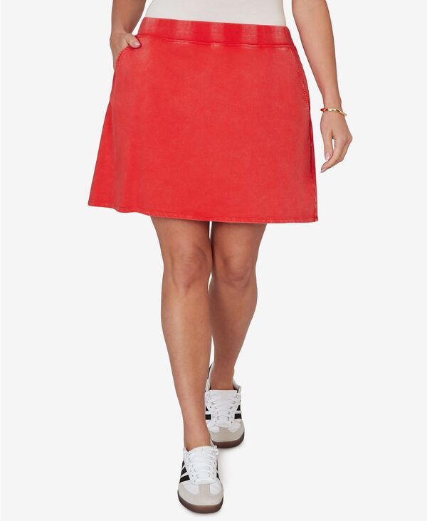 ルビーアールディー レディース ボトムスカート プラスサイズ パイル Ruby Rd Plusize French Terry PullOn Skort Red レッド