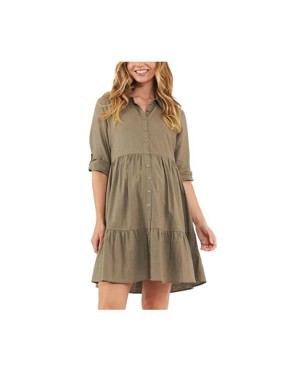 ライプマタニティ レディース トップス ワンピース リネン Ripe Maternity Ripe Adel Button Linen Dress Green グリーン