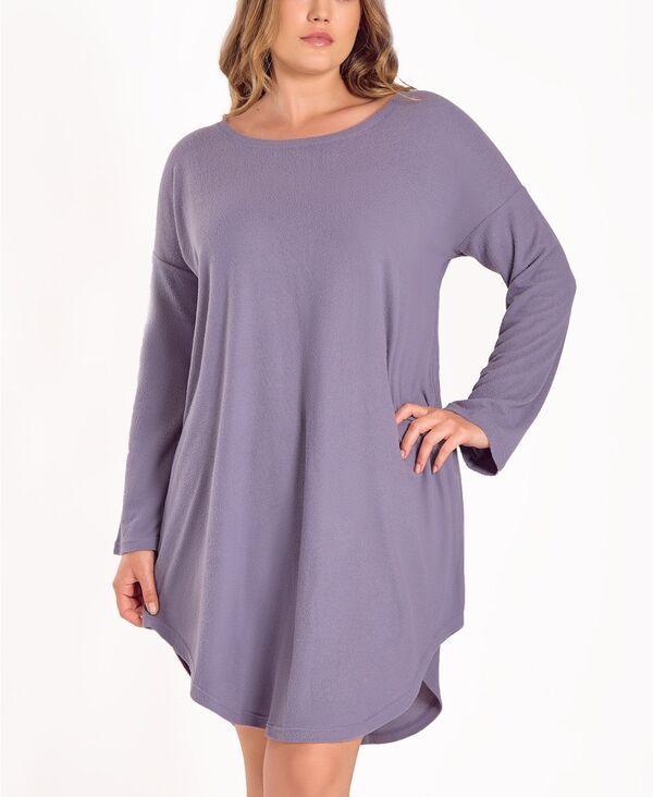 アイコレクション レディース アンダーウェア ナイトウェア プラスサイズ シャツ ニット iCollection Plusize Baby Waffle Stretch Knit Sleep Shir