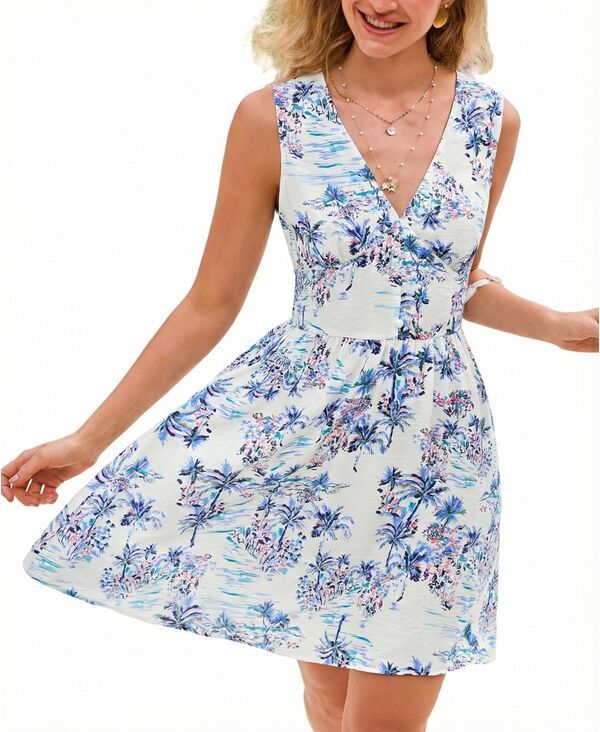 カップシー レディース トップス ワンピース ミニ Cupshe Womens Missing the Beach Tropical Mini Beach Dress white ホワイト