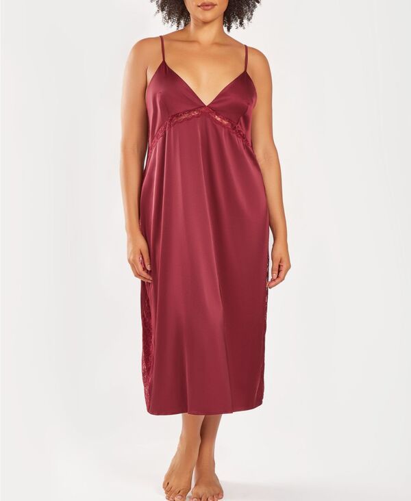 アイコレクション レディース アンダーウェア ナイトウェア オープンバック プラスサイズ シルク レース iCollection Plusize Silky Open Back Nightgown w