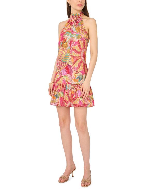 ミスク レディース トップス ワンピース プチ プリント ホルター MSK Petite Printed Trapeze Halter Neck Dress Fandango Pink ピンク