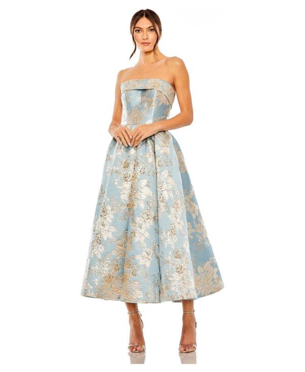 マックダガル レディース トップス ワンピース プチ ミディ ストラップレス Mac Duggal Petite Strapless Brocade Midi Dress with Pockets B