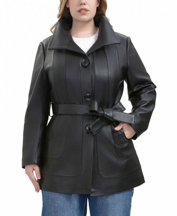 ビージーエスディー レディース アウター ジャケット・ブルゾン プラスサイズ コート レザー BGSD Plusizerika Leather Coat Black ブラック