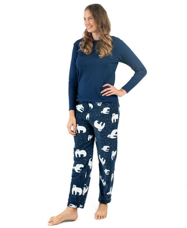 レベレット レディース アンダーウェア ナイトウェア パンツ コットン フリース Leveret Womens Cotton Top and Fleece Pants Holiday Pajamas