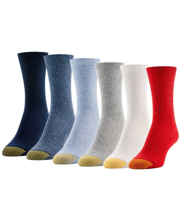 ゴールドトゥ レディース アンダーウェア 靴下 ミディ Gold Toe Womens Americana Rib Nep Midi Socks 6Pack Assortment 8