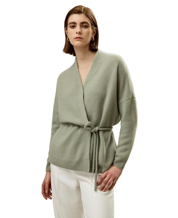 リリーシルク レディース アウター ジャケット・ブルゾン ウール カーディガン ニット LILYSILK Womens Lounge Wrap Wool Knit Cardigan Pale turq