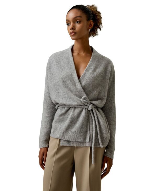 リリーシルク レディース アウター ジャケット・ブルゾン ウール カーディガン ニット LILYSILK Womens Lounge Wrap Wool Knit Cardigan Mixed gra