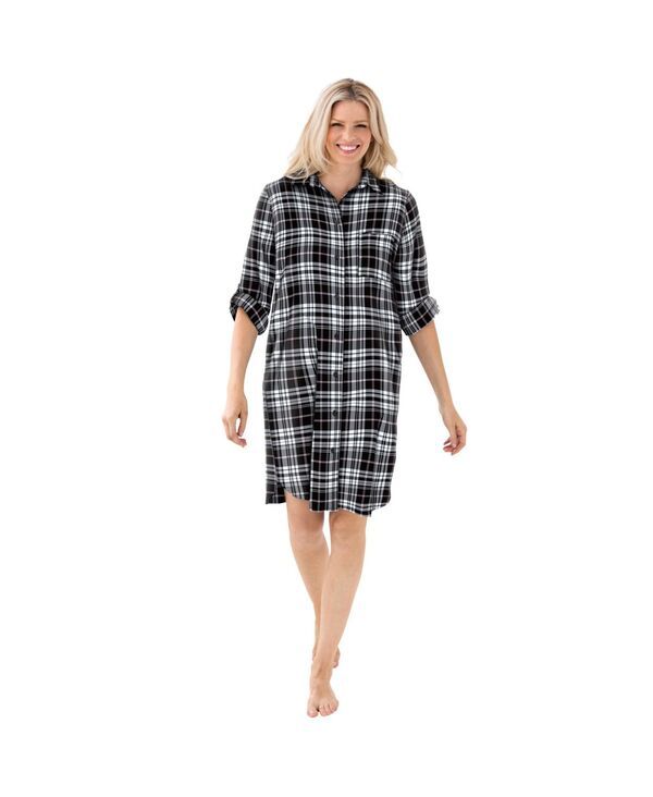 ドリームスアンドコー レディース アンダーウェア ナイトウェア シャツ Dreams Co Womens Dreams and Co Plaid Flannel ButtonFront Sleepsh