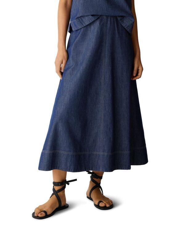 エイリーンフィッシャー レディース ボトムスカート Eileen Fisher Womens PullOn Full Skirt Dark Indigo インディゴ