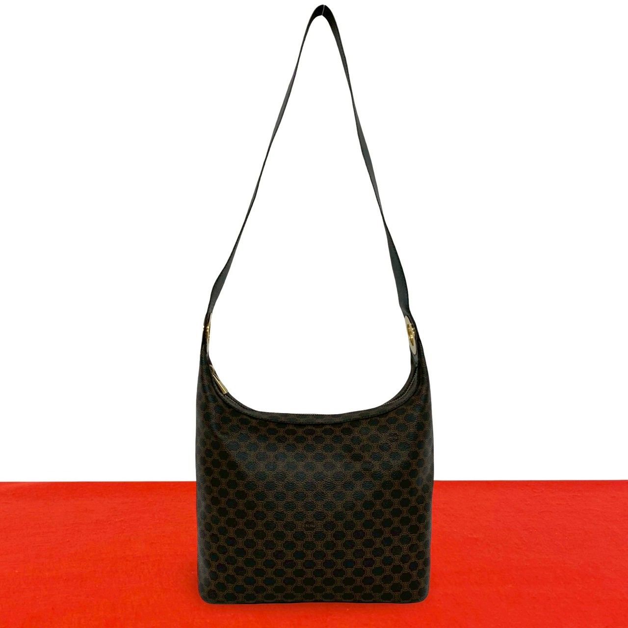 極 美品 CELINE セリーヌ マカダム ブラゾン 柄 ロゴ リング 金具