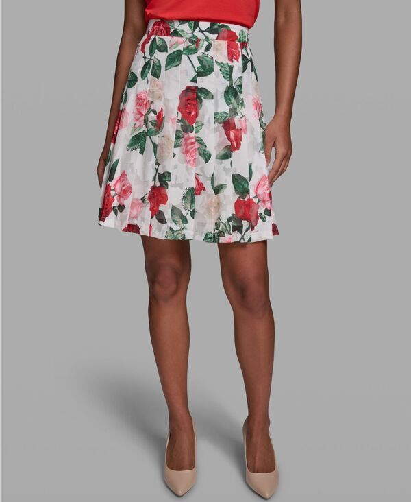 カール ラガーフェルド レディース ボトムスカート プリント KARLAGERFELD PARIS Womens Printed Pleat Skirt Soft White Multi ホワイト