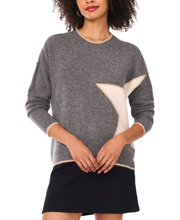 ヴィンスカムート レディース アウター ニット・セーター クルーネック プリント 長袖 Vince Camuto Womens Crewneck Tipped StarPrint LongSleeve