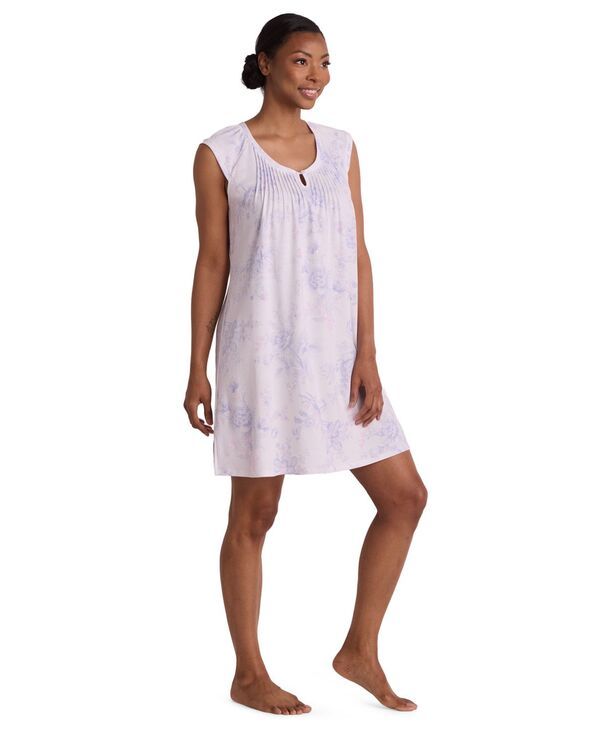 ミス エレーン レディース アンダーウェア ナイトウェア ノースリーブ Miss Elaine Womensleeveless Nightgown Light Purple Floral パープル