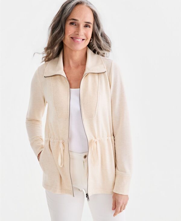 スタイルアンドコー レディース アウター ジャケット・ブルゾン パイル Style Co Womens LuxLounge French Terry Zip Jacket Oatmeal Heathe