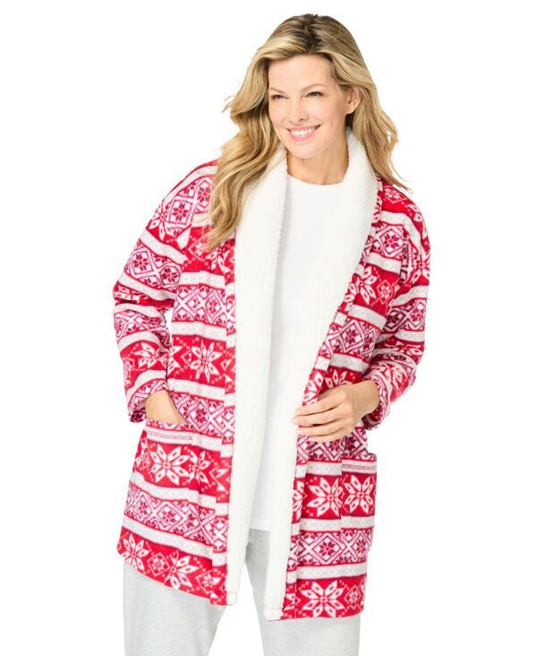 ドリームスアンドコー レディース アンダーウェア ナイトウェア フリース ジャケット Dreams Co Womens Dreams and Co Sherpa Lined Collar Microf