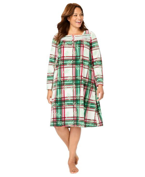 オンリーネセシティーズ レディース アンダーウェア ナイトウェア プラスサイズ 長袖 Only Necessities Plusize LongSleeve Gown Emerald winter p