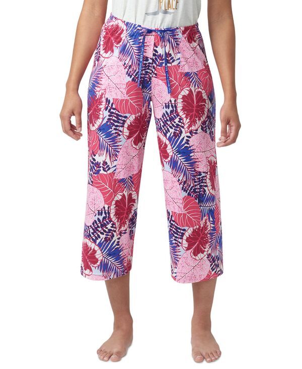 ヒュー レディース アンダーウェア ナイトウェア プリント パンツ キャップ Hue Womens The Great Palms Printed Capri Pajama Pants Raspber