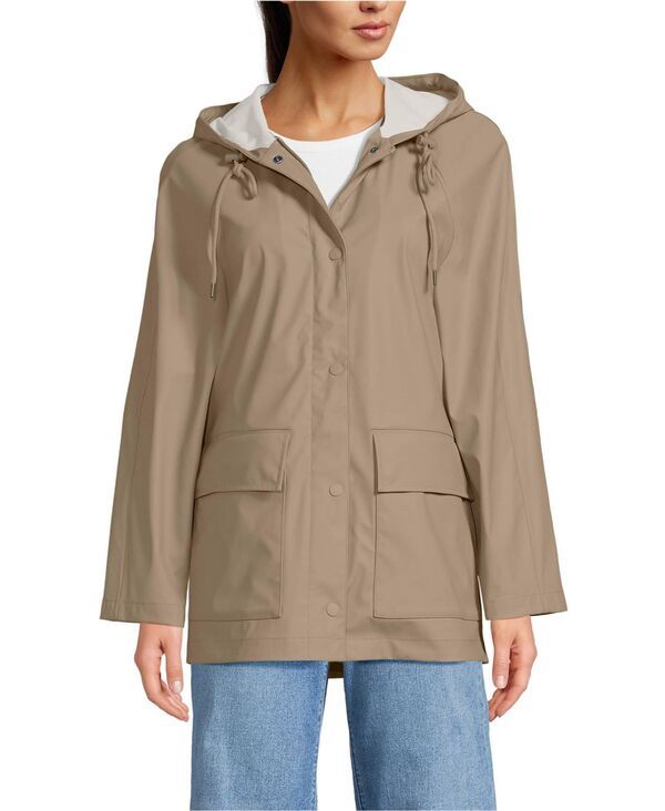 ランズエンド レディース アウター コート A ライン Lands End Womensquall Aline Slickeraincoat Desertan タン