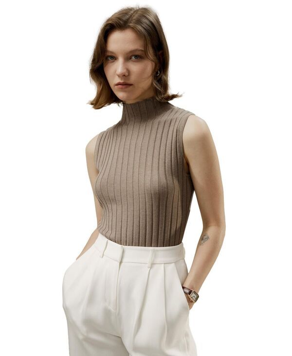 リリーシルク レディース アウター ニット・セーター LILYSILK WomensilkCashmere Blend Knitop Dark camel キャメル
