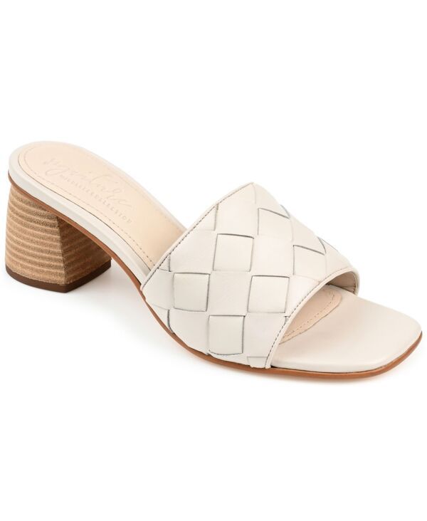 ジュルネ シグネチャー レディース シューズ サンダル ヒール Journee Signature Womens Kellee Woven Block Heel Sandals Bone