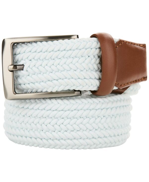 ペリーエリス メンズ アクセサリー ベルト Perry Ellis Portfolio Mens Channel Braided Stretch Belt White ホワイト