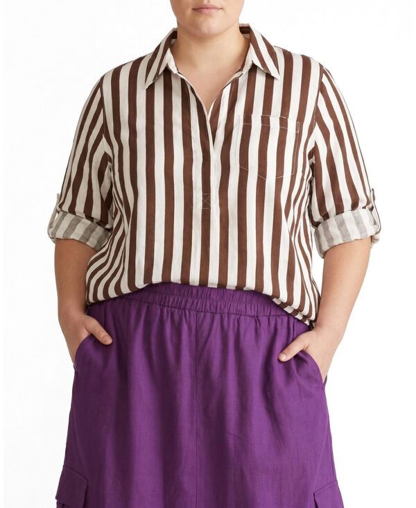 ユニバーサル スタンダード レディース トップス ポロシャツ プラスサイズ Universal Standard Plusize Button Back Stretch Cupro Polo Shir