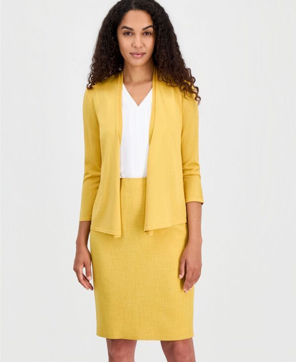 カスパール レディース アウター ニット・セーター プチ カーディガン Kasper Womens OpenFront 34Sleeve Cardigan Regular Petite Butters