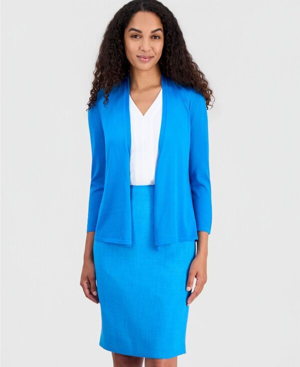 カスパール レディース アウター ニット・セーター プチ カーディガン Kasper Womens OpenFront 34Sleeve Cardigan Regular Petite Bright