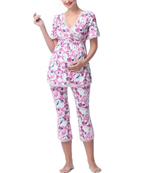 キミアンドカイ レディース アンダーウェア ナイトウェア マタニティ kimi kai Maternity Koi Nursing Pajama Set Parfait pink ピンク