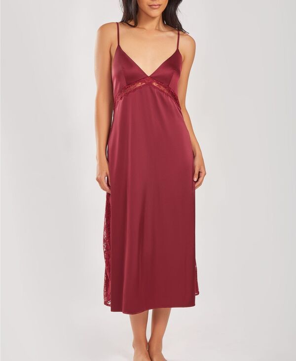 アイコレクション レディース アンダーウェア ナイトウェア オープンバック シルク レース iCollection Womensilky Open Back Nightgown with Lace T