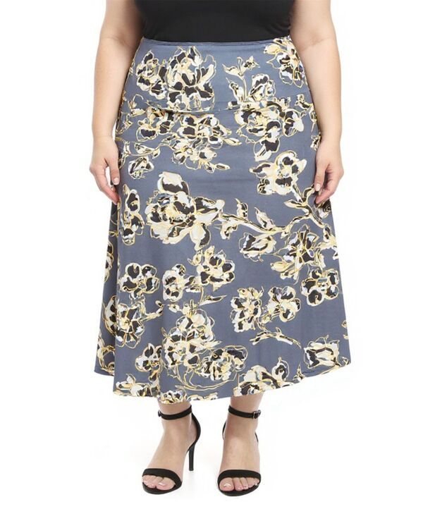 24 セブンコンフォート レディース ボトムスカート A ライン フラワー柄 プラスサイズ フラワー 24seven Comfort Apparel Plusize Floral Elastic Wa