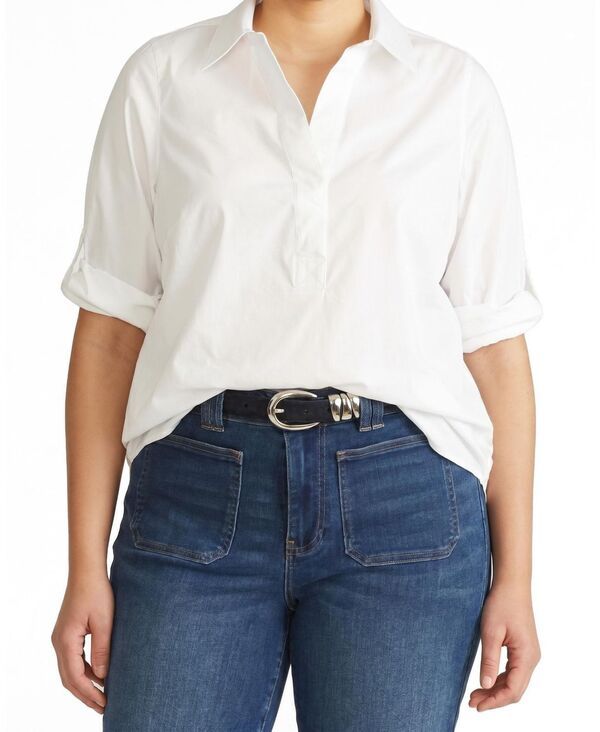 ユニバーサル スタンダード レディース トップス ポロシャツ プラスサイズ Universal Standard Plusize Button Back Stretch Cupro Polo Shir