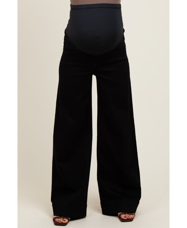 ピンクブラッシュ レディース ボトムス デニムパンツ ワイドレッグ マタニティ ジーンズ Pinkblush Maternity Black Super Wide Leg Jeans Black ブラ