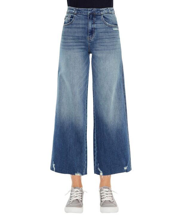 カンクン レディース ボトムス デニムパンツ ワイドレッグ クロップド ジーンズ KanCan Womenshelly High Rise Cropped Wide Leg Jeans Medium