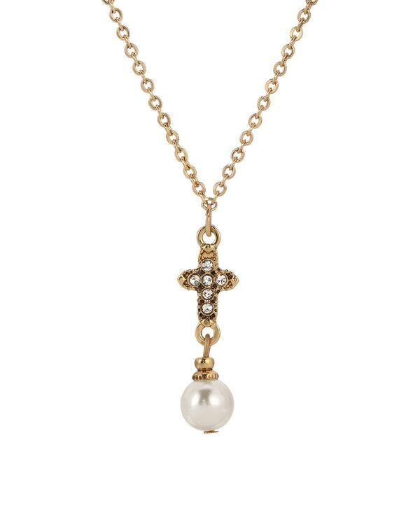 シンボルズオブフェイス レディース アクセサリー ネックレス・チョーカー・ペンダントトップ レース Symbols ofaith GoldTone Crystal Cross with Imitati
