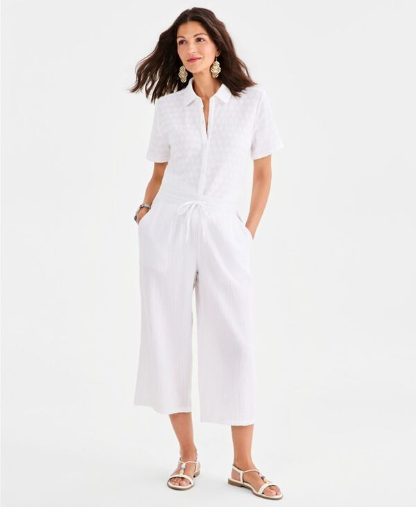 スタイルアンドコー レディース ボトムス カジュアルパンツ コットン キャップ Style Co Womens Cotton Gauze PullOn Capri Pants Bright White
