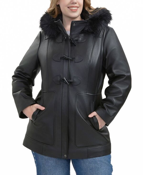 ビージーエスディー レディース アウター ジャケット・ブルゾン プラスサイズ コート レザー BGSD Plusize Flora Leather Toggle Coat Black ブラック
