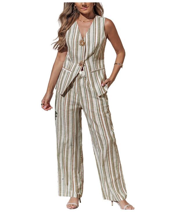 カップシー レディース トップス ベスト パンツ ノースリーブ Cupshe Womenstriped Sleeveless Vest StraightLeg Pants Matching Set G