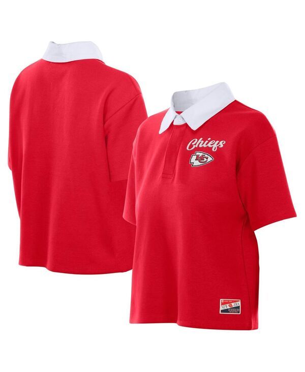 ニューエラ レディース トップス ポロシャツ クロップド New Era Womens Red Kansas City Chiefs Throwback Boxy Cropped Polo Shirt
